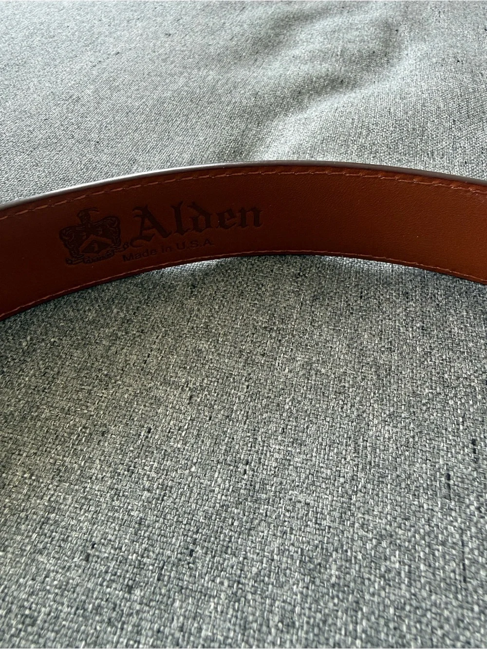 Alden Burgundy Leather Belt with Silver Buckle